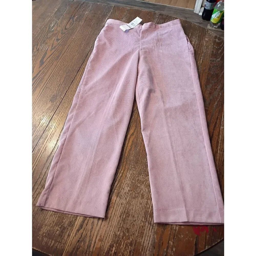 New 12P Alfred Dunner Blush Pink Corduroy Pants Trousers Slacks Comfort Waist